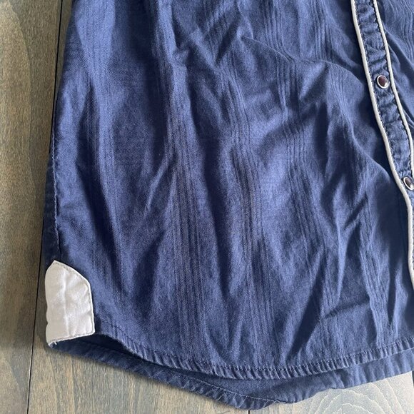 Guess Jeans Blue Short Sleeve Button Camp Western Shirt Slim Fit Mens Large (H6) - Picture 6 of 10